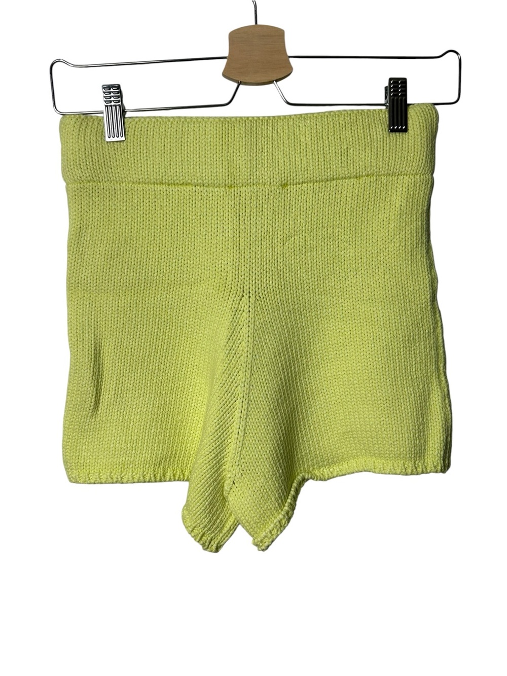 Zara Lime Green High-Waist Knit Shorts S Fashion-Forward Fun - Picture 6 of 7